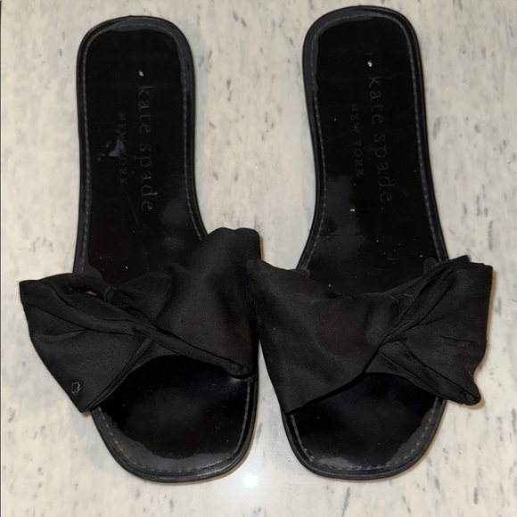 Kate Spade Elegant Black Bow Sandals 10 - Picture 1 of 10